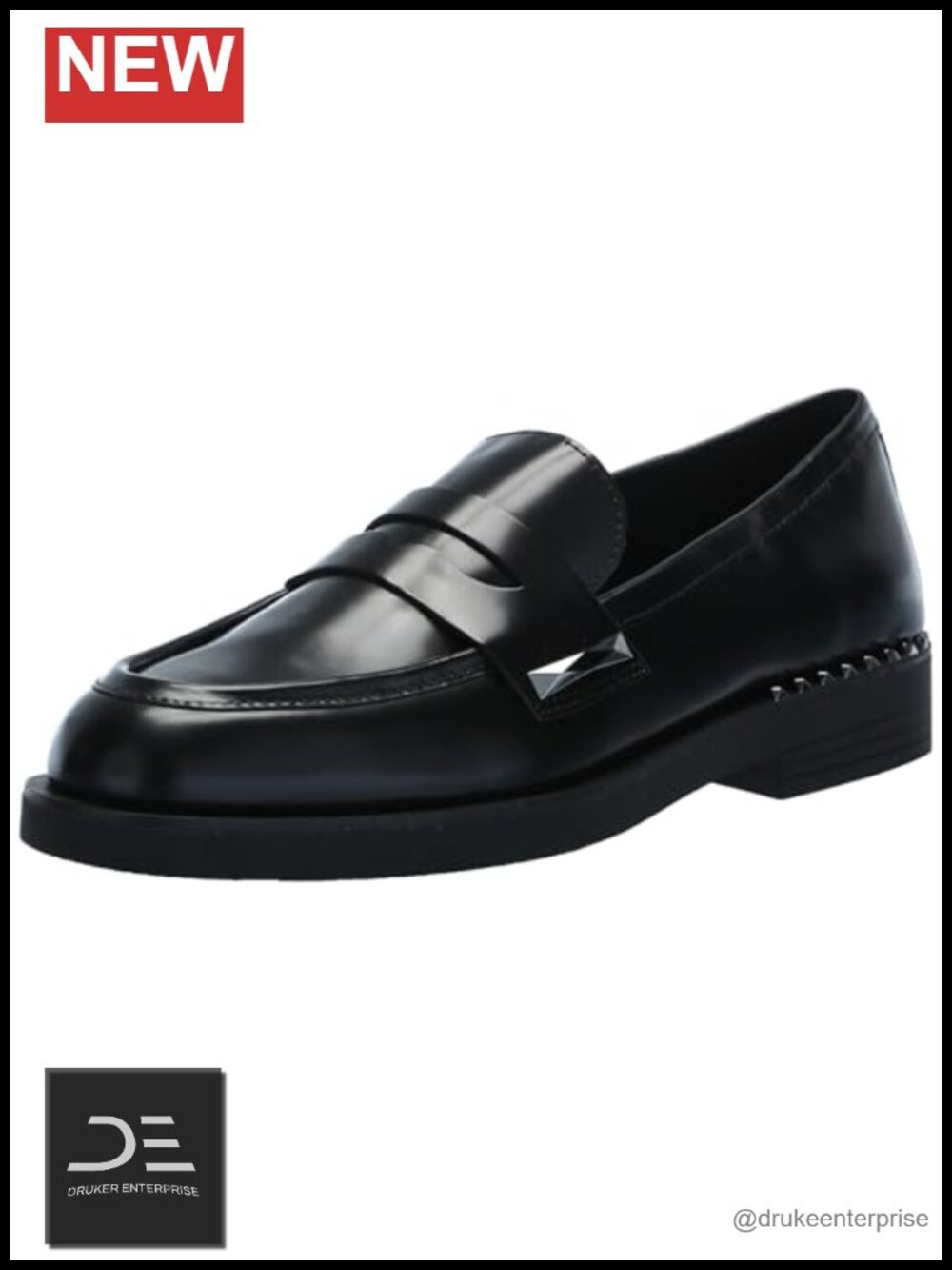Women's Leather Slip-On Loafers Block Heel Round Toe Comfortable Casual Shoes